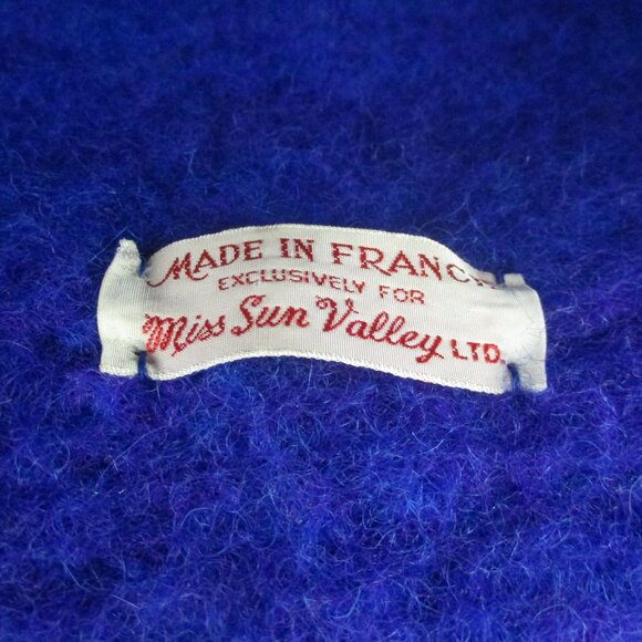 Blue Purple Felted Wool Winter Hat Vintage 1960s Bucket Cloche Made in France - Picture 4 of 4